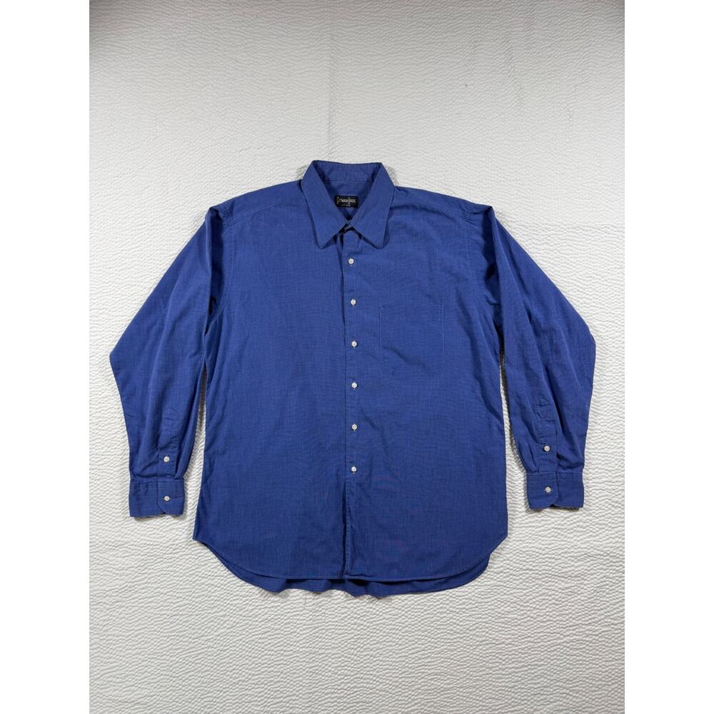 VINTAGE Gitman Bros Shirt Mens 17 36 Blue Button Up Casual Preppy USA